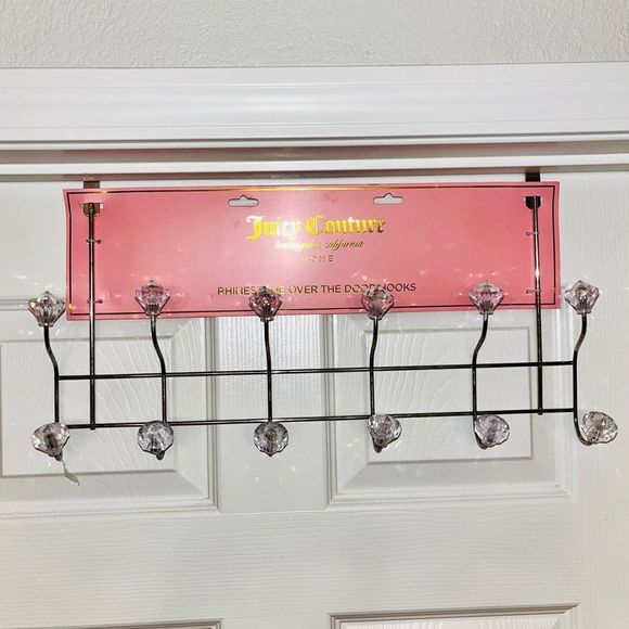 Juicy Couture Rhinestone over the Door Hooks Hanging Closet Organizer Silver - Picture 3 of 12